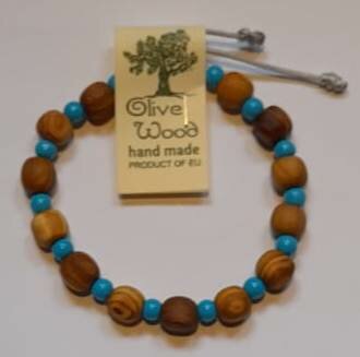 Armband Olijfhout Kind Aqua