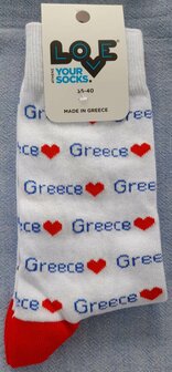 Socks Greece Heart White Size 36-40