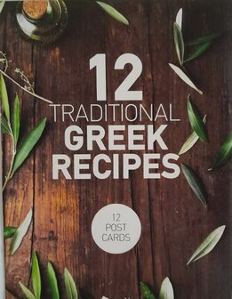 Blok met 12 &quot;Greek Recipes&quot; Postkaarten