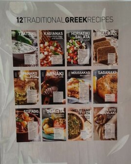 Blok met 12 &quot;Greek Recipes&quot; Postkaarten