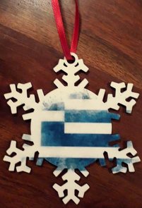 Weihnachtsdekoration Schneeflocke griechische Fahne