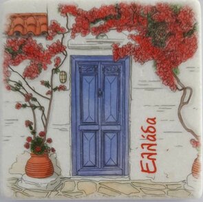 Marmoruntersetzer Blaue Tür